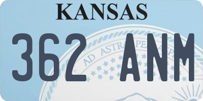 KS license plate 362ANM