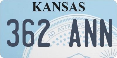 KS license plate 362ANN
