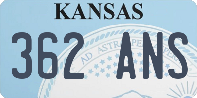 KS license plate 362ANS