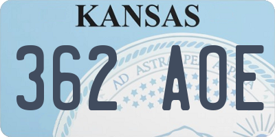 KS license plate 362AOE