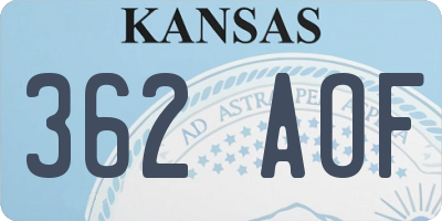 KS license plate 362AOF