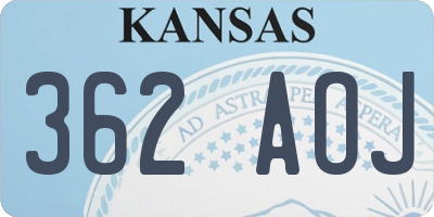 KS license plate 362AOJ