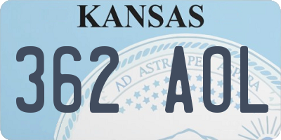 KS license plate 362AOL