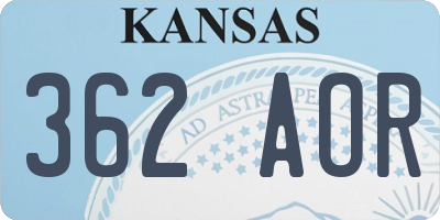 KS license plate 362AOR