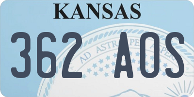 KS license plate 362AOS