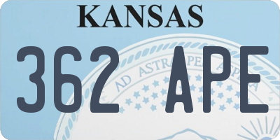 KS license plate 362APE