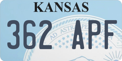 KS license plate 362APF