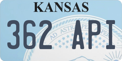 KS license plate 362API
