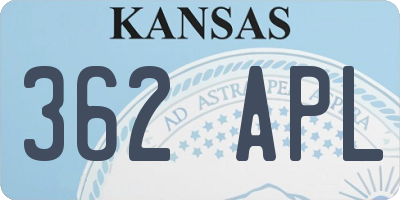 KS license plate 362APL
