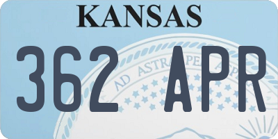 KS license plate 362APR
