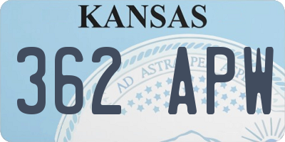 KS license plate 362APW