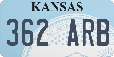 KS license plate 362ARB