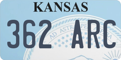KS license plate 362ARC