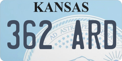 KS license plate 362ARD