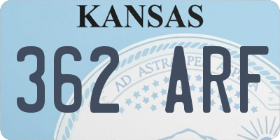 KS license plate 362ARF