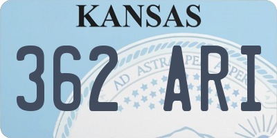 KS license plate 362ARI