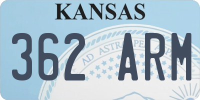 KS license plate 362ARM