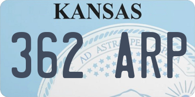 KS license plate 362ARP