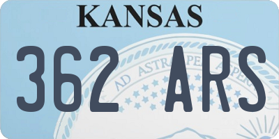 KS license plate 362ARS