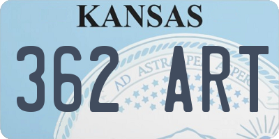 KS license plate 362ART