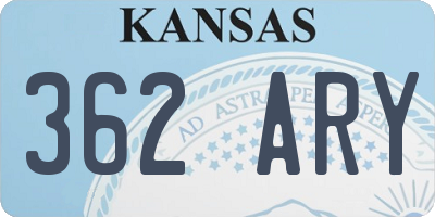 KS license plate 362ARY