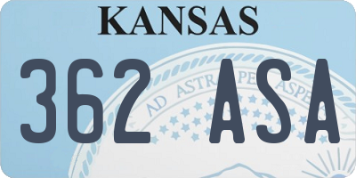 KS license plate 362ASA
