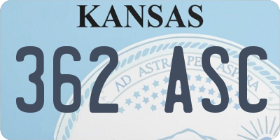 KS license plate 362ASC