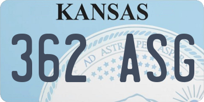 KS license plate 362ASG