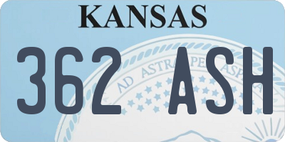 KS license plate 362ASH