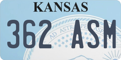 KS license plate 362ASM