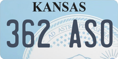 KS license plate 362ASO