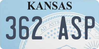 KS license plate 362ASP