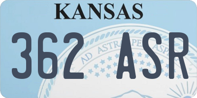 KS license plate 362ASR