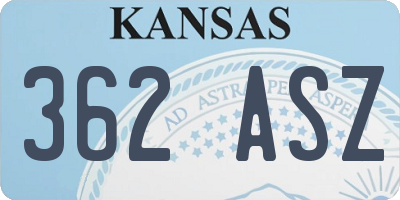 KS license plate 362ASZ