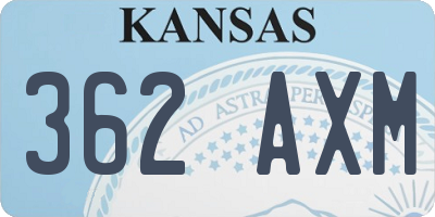 KS license plate 362AXM