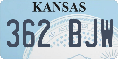 KS license plate 362BJW