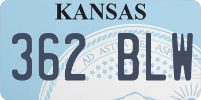 KS license plate 362BLW