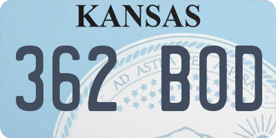 KS license plate 362BOD