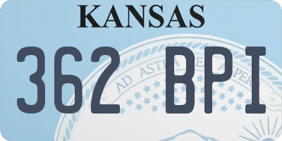 KS license plate 362BPI