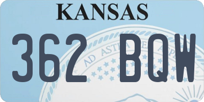 KS license plate 362BQW