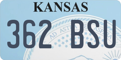KS license plate 362BSU