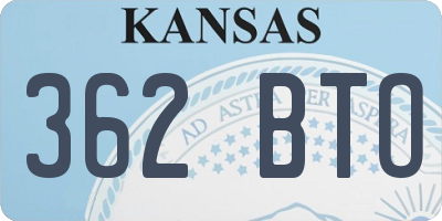 KS license plate 362BTO