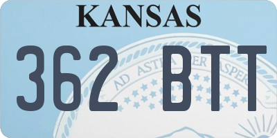KS license plate 362BTT
