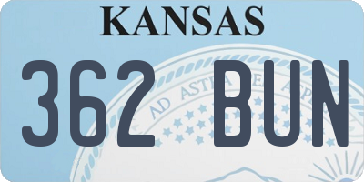 KS license plate 362BUN