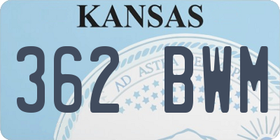 KS license plate 362BWM
