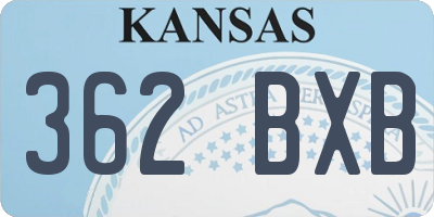 KS license plate 362BXB