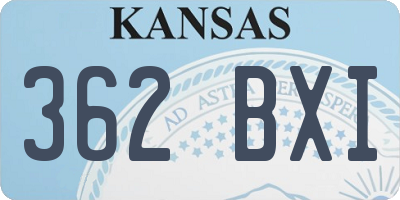 KS license plate 362BXI