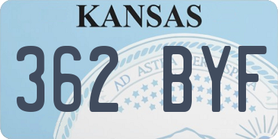 KS license plate 362BYF