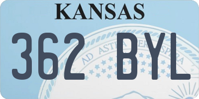 KS license plate 362BYL