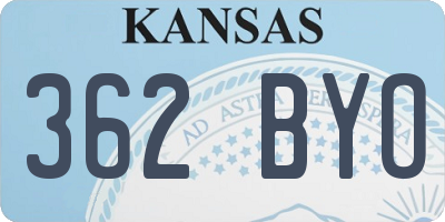 KS license plate 362BYO